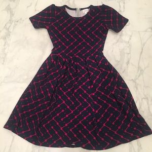 Adorable Navy/Fuschia LuLaRoe Amelia Dress XS